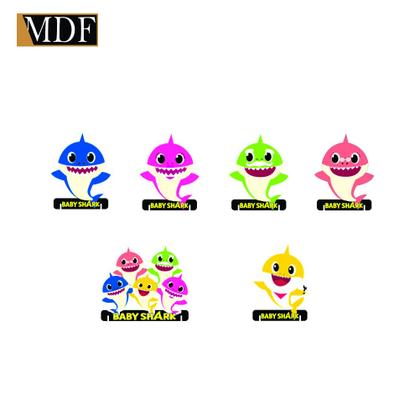 Imagem de Totens de Mesa Tubarão Bebê Kit com 6 Displays Aniversário Mdf Adesivado