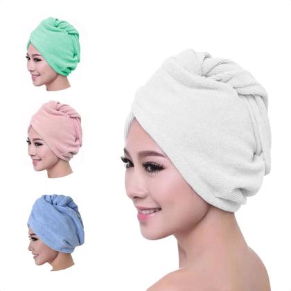 Imagem de Touca Banho Turbante Seca Rápido Prática Felpuda Mágica