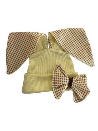 Imagem de Touca Bebê Pascoa Menina com Laço da Cor das orelhas