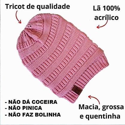 Imagem de Touca Caída Tricô Gorro Boina Beanie Lã Masculina Feminina Macio Quentinho