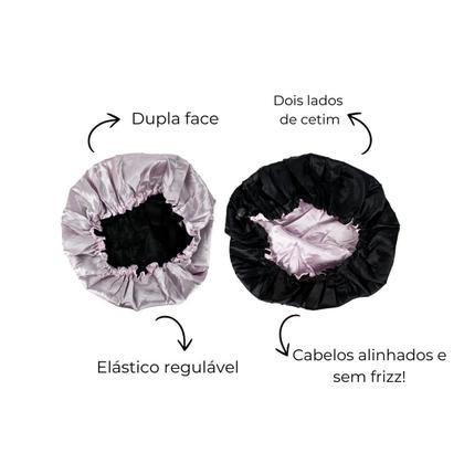 Imagem de Touca Cetim Dupla Face Ajustável Anti Frizz Proteção Cabelos