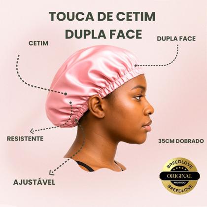 Imagem de Touca Cetim Dupla FaceCabelos Cacheados Crespos Proteção Noturna Previne Frizz Hidratação Trança Afr
