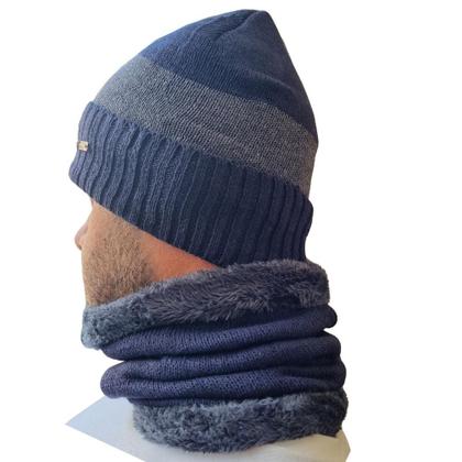 Imagem de Touca Com Gola Cachecol Forrada Térmica Proteção Inverno 