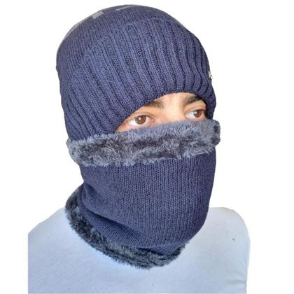 Imagem de Touca Com Gola Cachecol Forrada Térmica Proteção Inverno 