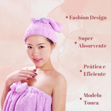 Imagem de Touca de Banho Mágica para Secar Cabelo Microfibra Secagem Rápida
