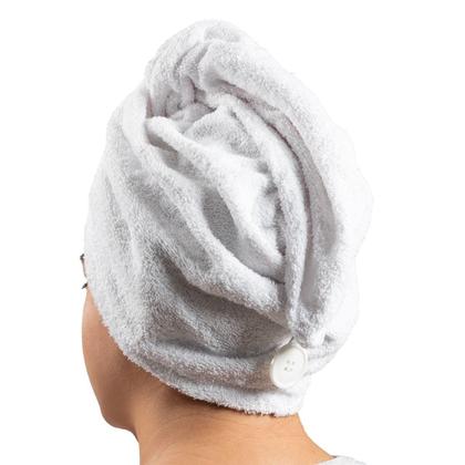 Imagem de Touca de Banho Seca Cabelo Atoalhada Avulsa 100 algodão Absorve AntiFrizz Confortável 