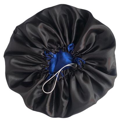 Imagem de Touca de Cetim Dupla face Ajustável Antifrizz TAMANHO M - COR AZUL