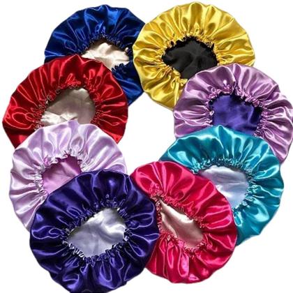 Imagem de Touca de Cetim Dupla Face Cabelos Volumosos Anti Frizz Cores Sortidas