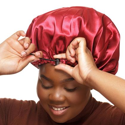 Imagem de Touca de Cetim Dupla Face Marsala e Rosé De Benguela