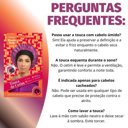 Imagem de Touca De Cetim Proart Wonder Curly Grande Roxa e Preta Tc02b
