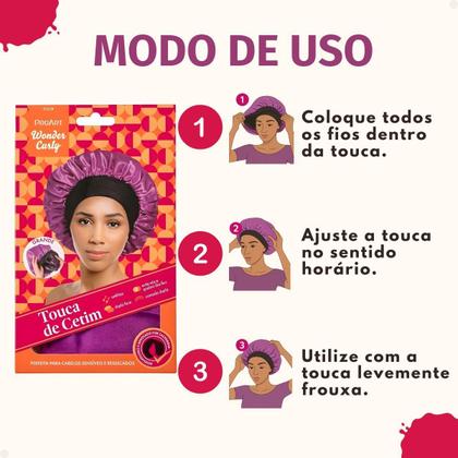 Imagem de Touca De Cetim Proart Wonder Curly Grande Roxa e Preta Tc02b