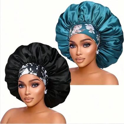 Imagem de Touca De Dormir Feminina Em Cetim De Alta Densidade, Respirável, Com Elástico Largo E Tecido Macio