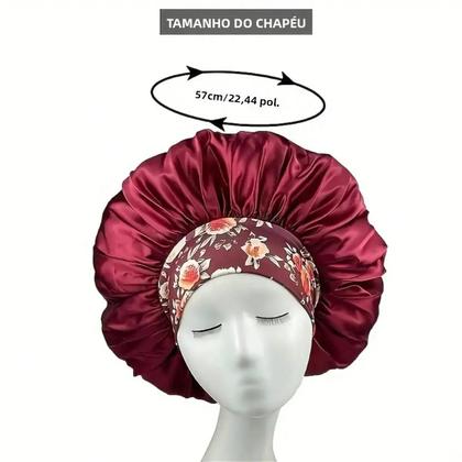 Imagem de Touca De Dormir Feminina Em Cetim De Alta Densidade, Respirável, Com Elástico Largo E Tecido Macio