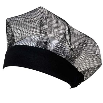 Imagem de Touca De Filó Para Cozinheiro Cozinha Higiênica Com Renda, Faixa Frontal e Elástico Traseiro 01 Peça