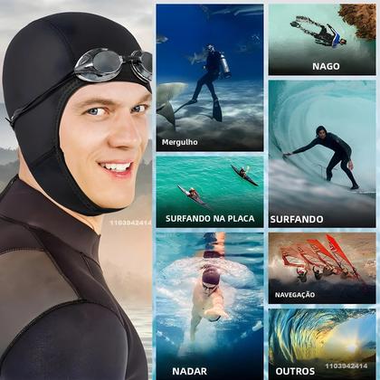 Imagem de Touca De Mergulho Unissex De Neoprene 3mm, Térmica, Elástica, Com Alças De Queixo Para Surf
