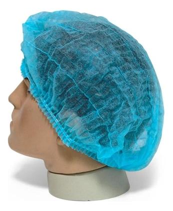 Imagem de Touca Descartável De Tnt Com Elástico Azul 100 Unidades