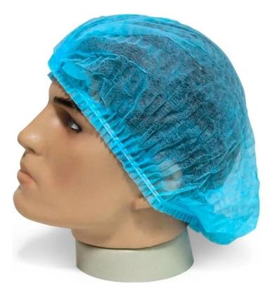 Imagem de Touca Descartável De Tnt Com Elástico Azul 100 Unidades
