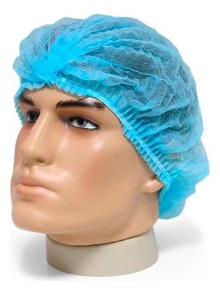 Imagem de Touca Descartável De Tnt Com Elástico Azul 100 Unidades