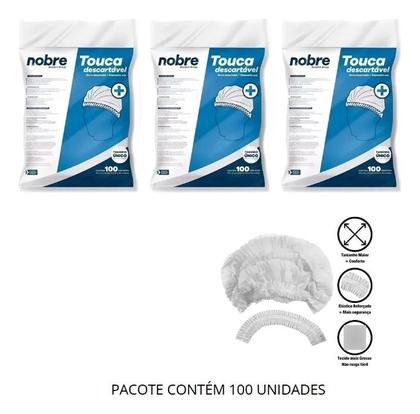 Imagem de Touca Descartável Sanfonada Tnt Nobre Elástico Higiene proteção cuidado trabalho pacote c/ 100 unid