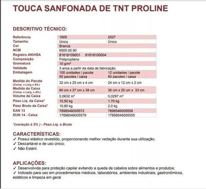 Imagem de Touca Descartável Tnt C/ Elástico C/100 C/ Nota