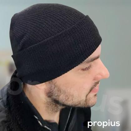 Imagem de Touca Frio Inverno Gorro Lã Masculina Feminina Lisa Preta