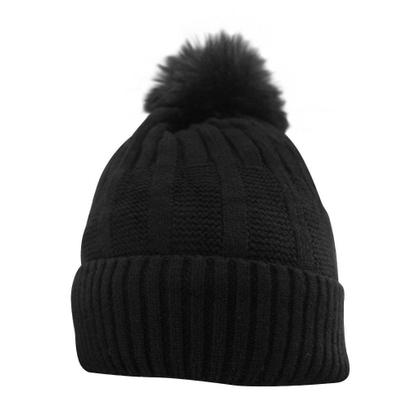 Imagem de Touca Gorro Adulto Peluciada Preta Pompom Tamanho Único