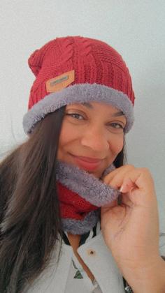 Imagem de Touca Gorro Cachecol Térmica Proteção Frio Intenso Pelúcia Unisex