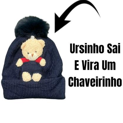 Imagem de Touca Gorro Capuz De Lã C/Pompom Menina e Menino