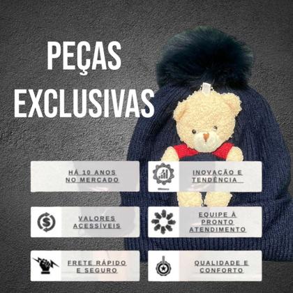 Imagem de Touca Gorro Capuz De Lã C/Pompom Menina e Menino