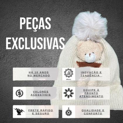 Imagem de Touca Gorro Capuz De Lã C/Pompom Menina e Menino