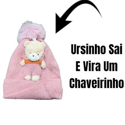 Imagem de Touca Gorro Capuz De Lã C/Pompom Menina e Menino