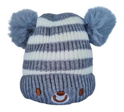 Imagem de Touca Gorro Forrada Infantil Bebe Com Pompom Urso Quentinha