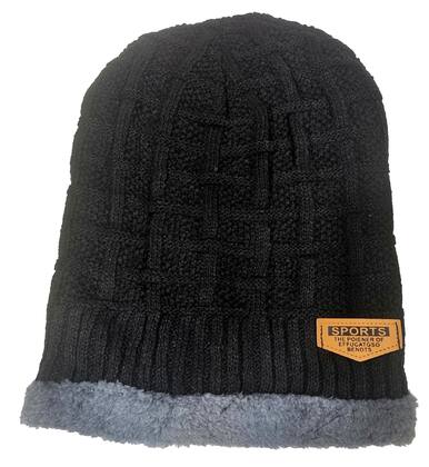 Imagem de Touca Gorro Inverno Unissex lisa Forrado Pelúcia Grosso de Frio