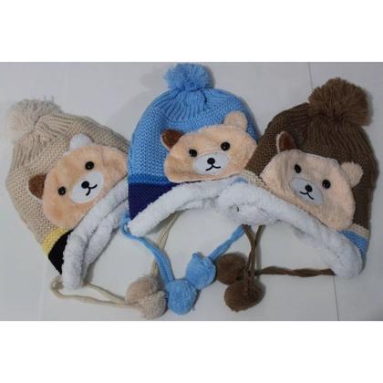 Imagem de Touca Gorro Urso Ursinho Peluciada Interna Infantil Menino