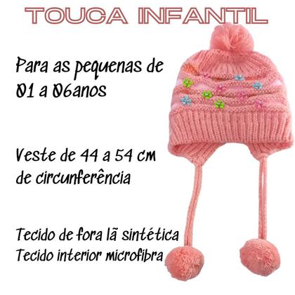 Imagem de Touca Toquinha Infantil Menina Forrada Quentinha Linha Top