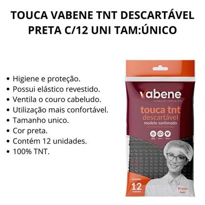 Imagem de Touca Vabene Tnt Descartável Preta C/12 Uni Tam:único