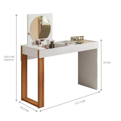 Imagem de Toucador Com Espelho Chinatown Branco Fosco Cinamomo