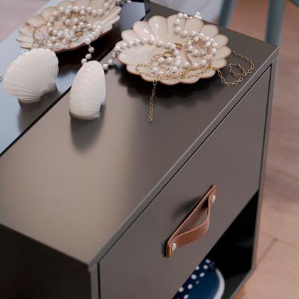 Imagem de Toucador Penteadeira com Espelho 1 Gaveta Organic Preto - EJ Móveis