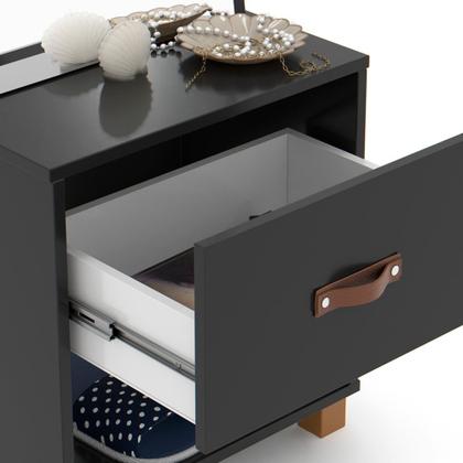 Imagem de Toucador Penteadeira com Espelho 1 Gaveta Organic Preto - EJ Móveis