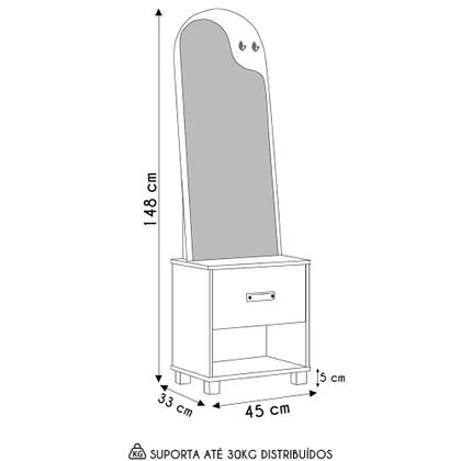 Imagem de Toucador Penteadeira com Espelho 1 Gaveta Organic Preto - EJ Móveis