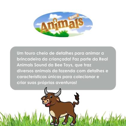 Imagem de Touro Boi Realista C/ Som Sound Detalhes Vinil Macio Atóxico 29cm - Coleção Farm Animals Sound - Bee