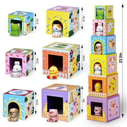 Imagem de Toy ShyLizard Farm Animal Sorting, empilhável de 1 a 3 anos com fantoches