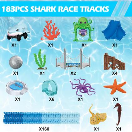 Imagem de Track Toy VATOS Shark Race Car com 183 unidades para crianças de 3 a 9 anos