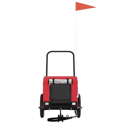 Imagem de Trailer de bicicleta para animais de estimação vidaXL vermelho/preto em tecido Oxford/ferro 30 kg