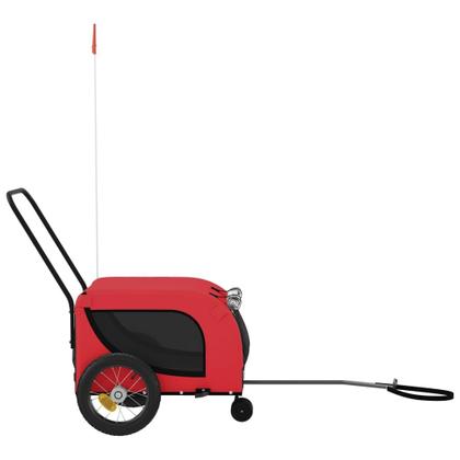 Imagem de Trailer de bicicleta para animais de estimação vidaXL vermelho/preto em tecido Oxford/ferro 30 kg