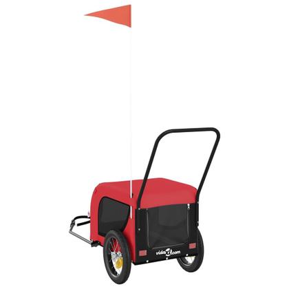 Imagem de Trailer de bicicleta para animais de estimação vidaXL vermelho/preto em tecido Oxford/ferro 30 kg