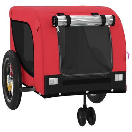 Imagem de Trailer de bicicleta para animais de estimação vidaXL vermelho/preto em tecido Oxford/ferro 30 kg