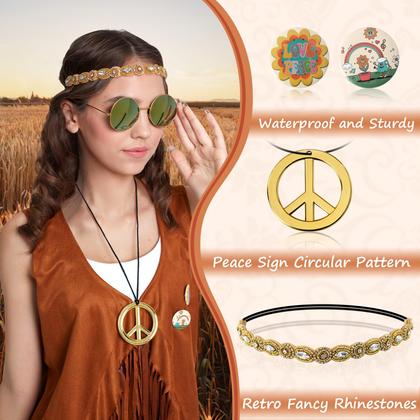 Imagem de Traje PARTTELY de hippie dos anos 60 e 70 para mulheres com conjunto de acessórios
