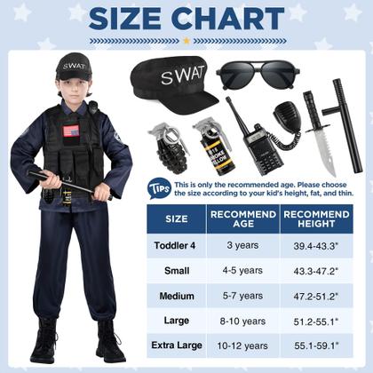 Imagem de Traje policial Luucio SWAT Policial para crianças com acessórios