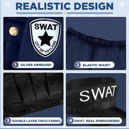 Imagem de Traje policial Luucio SWAT Policial para crianças com acessórios
